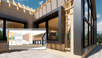 Prefabrykacja ścian: każda warstwa jest parametrycznie konfigurowalna (w przykładzie ściana mieszana XLAM-Frame)