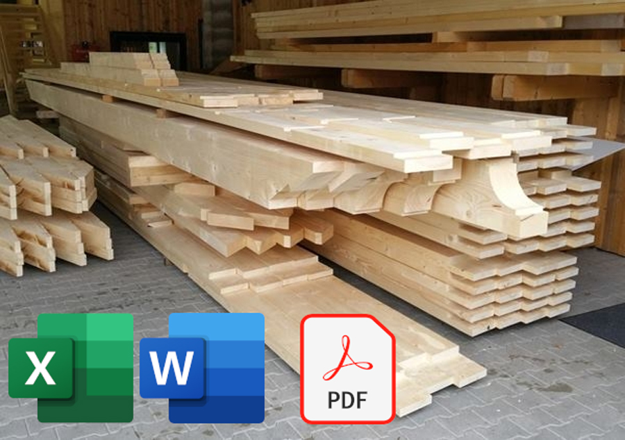 Wykazy/obliczenia elementów drewnianych/stalowych i dachówek